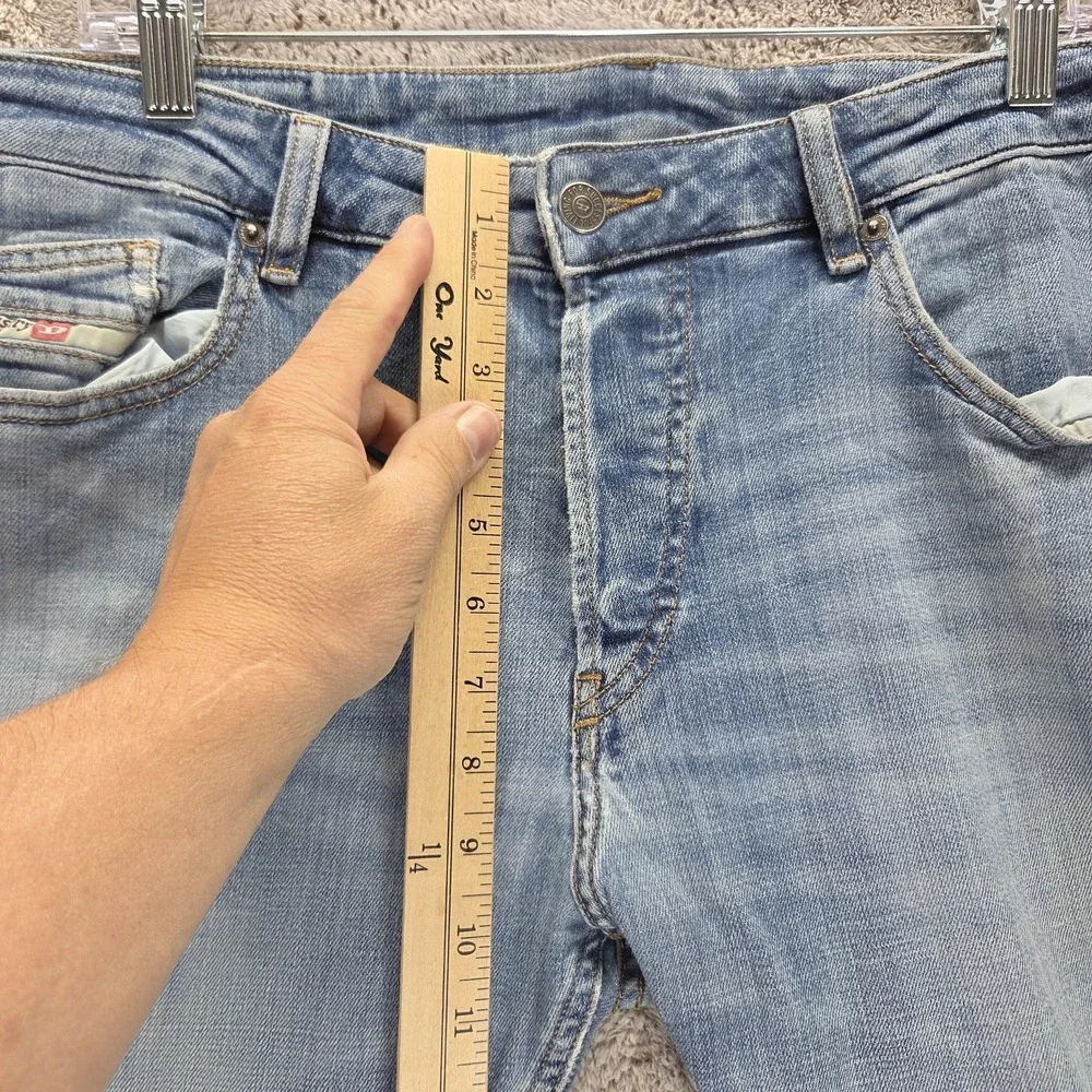 Diesel Jeans Mens 33x32 Blue D-Luster Slim Button Fly Stretch Light Wash OIHAR